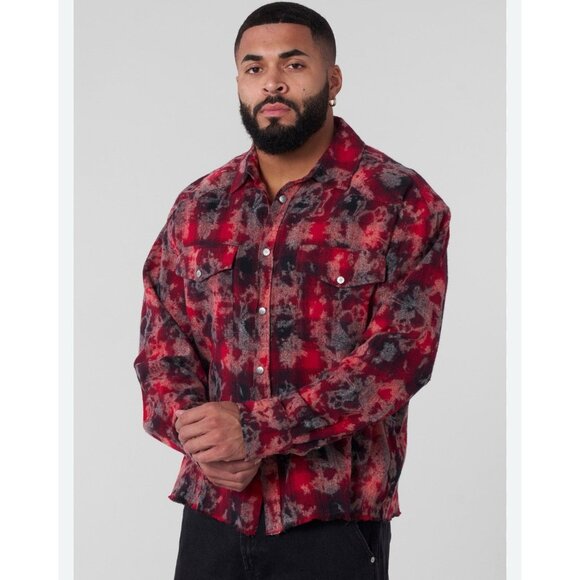 YoungLA Outlaw Flannel Shirt Sample Men's SZ Med Plaid Red/Black Sz XXL - Picture 1 of 12